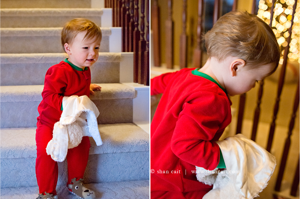 Christmas Waiting on Stairs