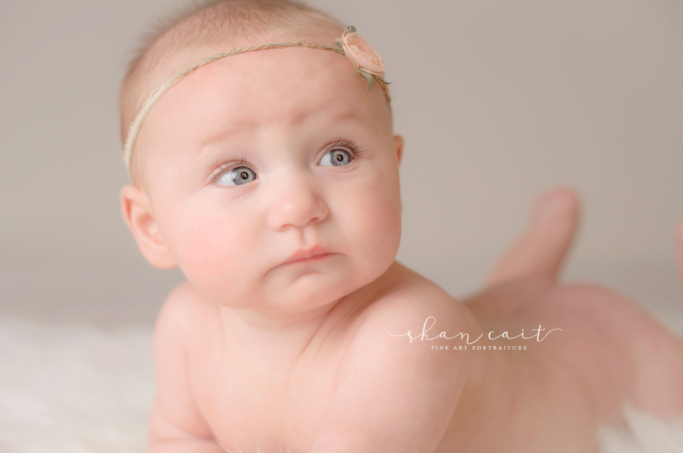 Sacramento Baby Photographer - Sacramento Newborn Photographer-Pink Baby Romper-headband-Shan Cait